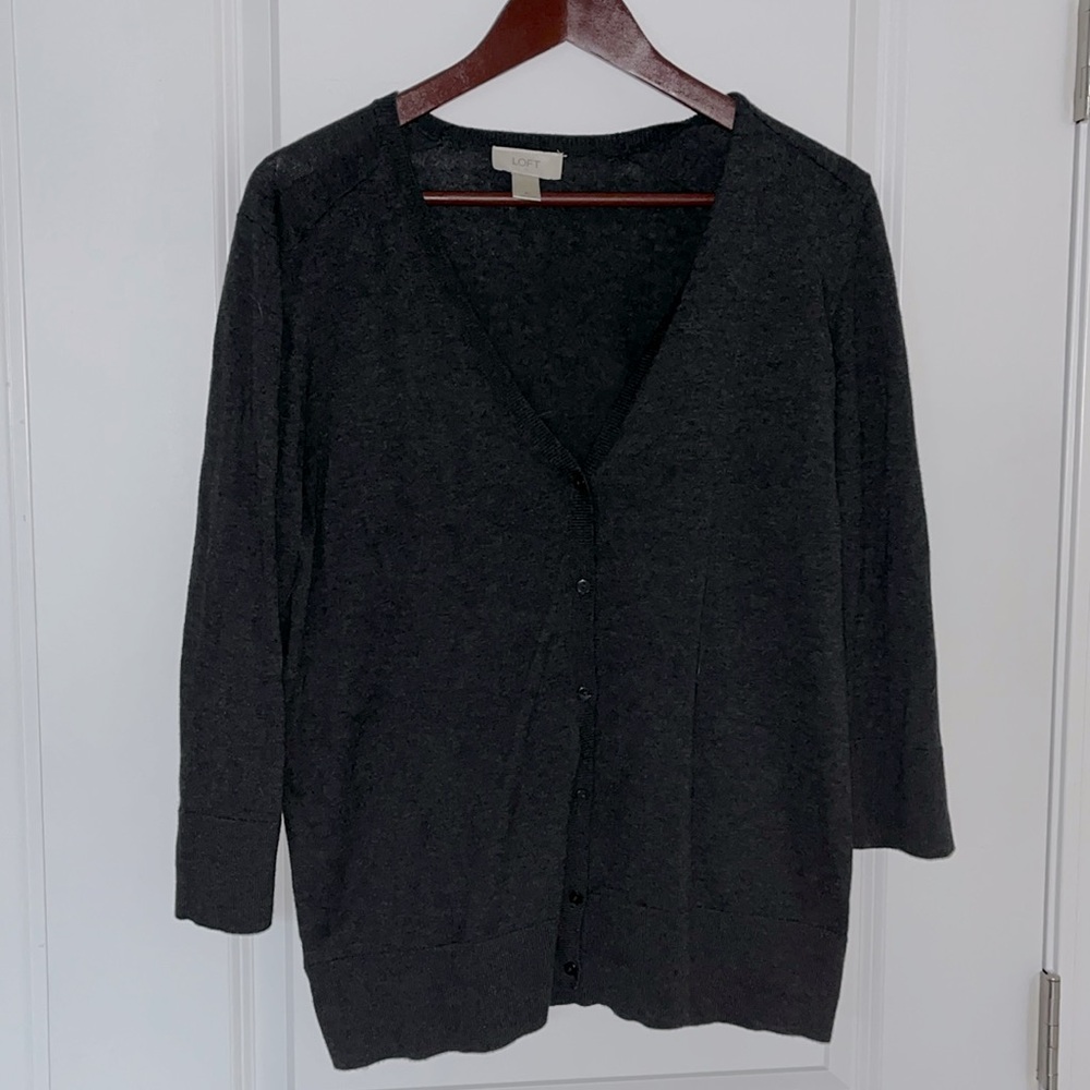 Loft Charcoal Gray Cardigan